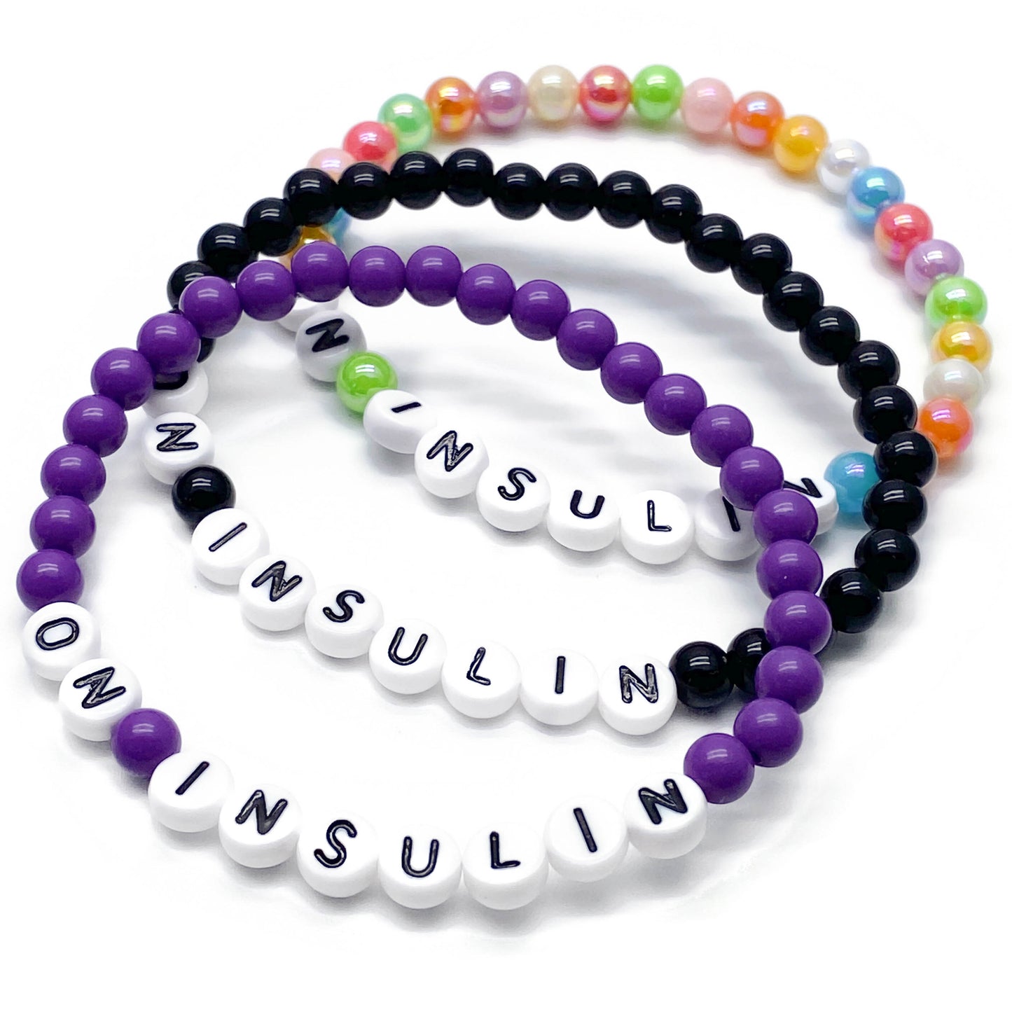 ON INSULIN Medical Alert Bracelet - Acrylic Letter Beads