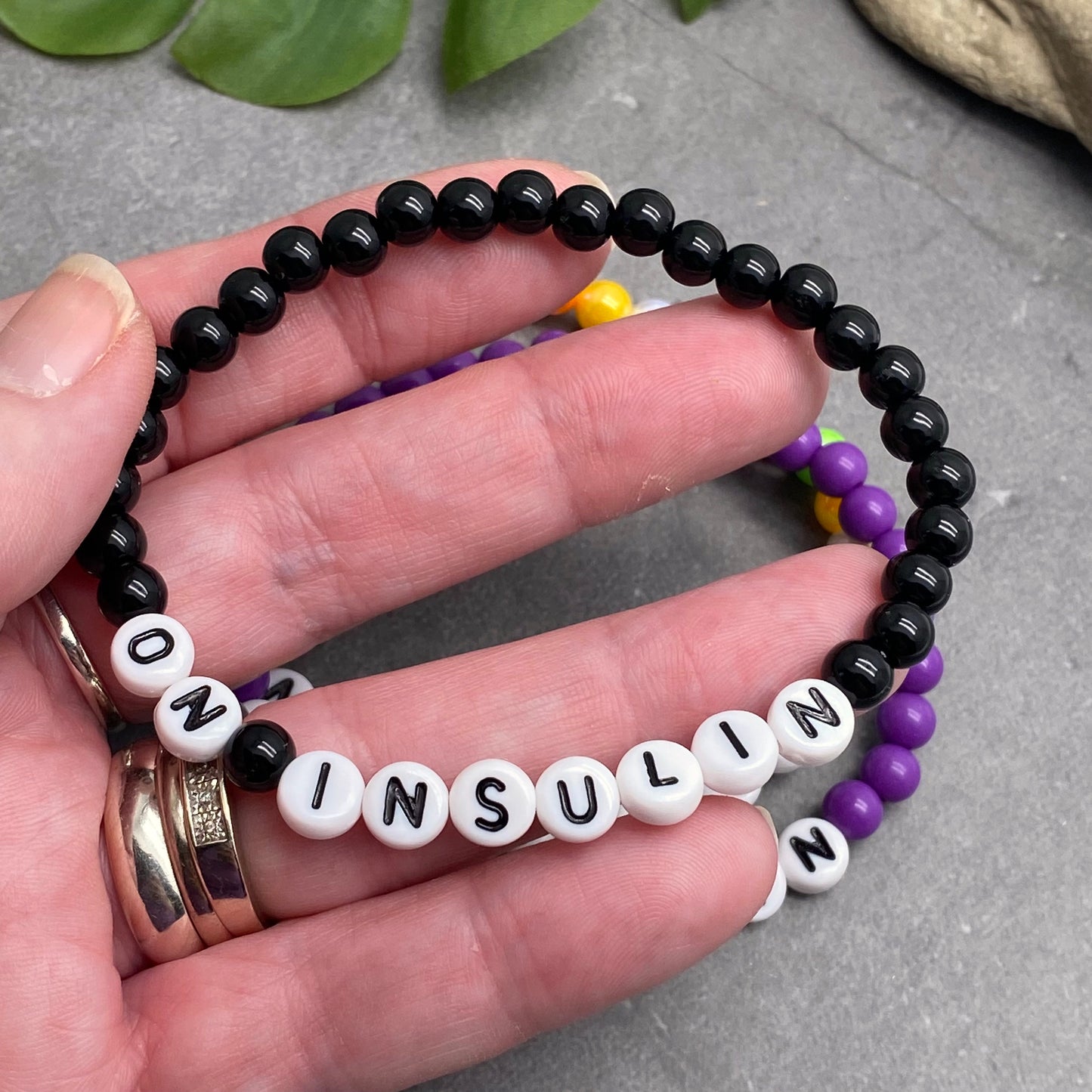 ON INSULIN Medical Alert Bracelet - Acrylic Letter Beads