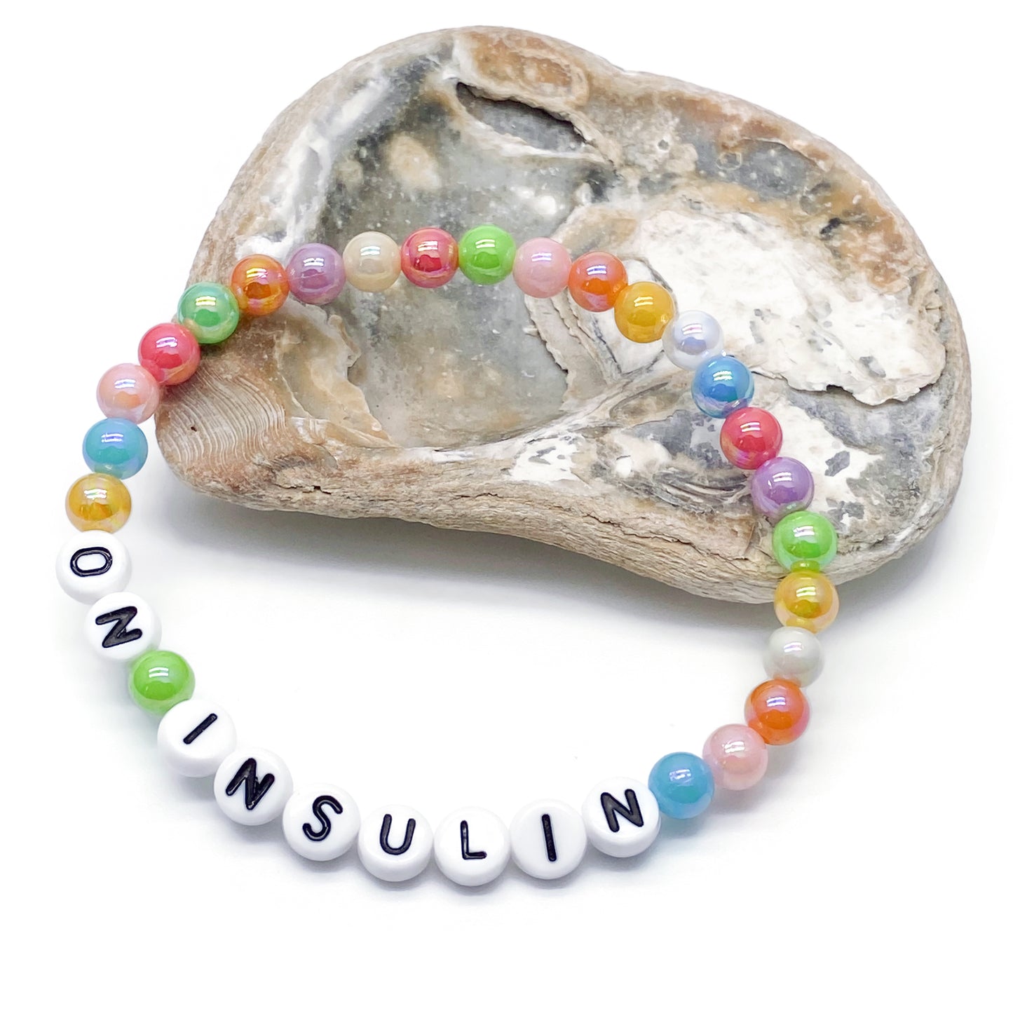 ON INSULIN Medical Alert Bracelet - Acrylic Letter Beads