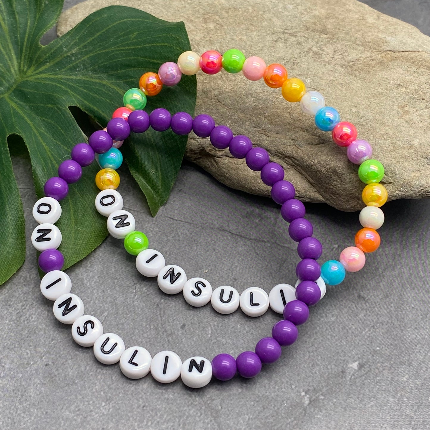 ON INSULIN Medical Alert Bracelet - Acrylic Letter Beads