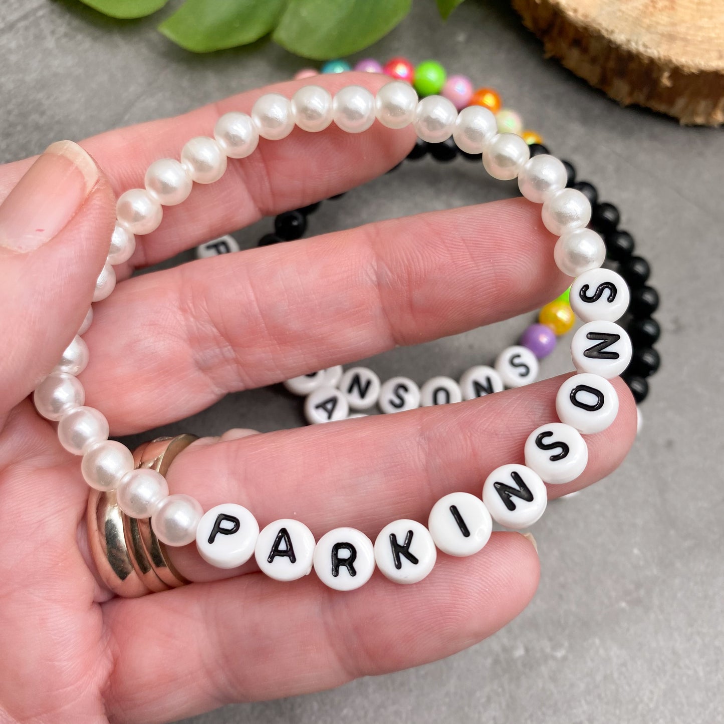 PARKINSONS Medical Alert Bracelet - Acrylic Letter Beads