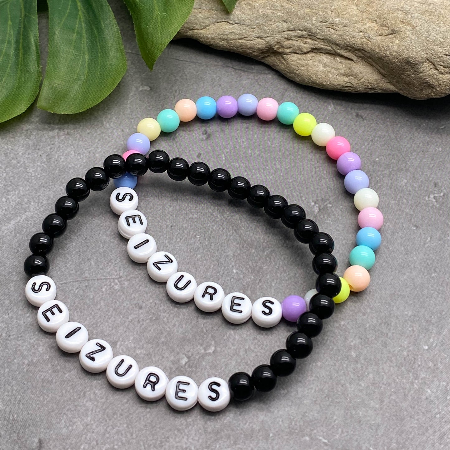 SEIZURES Medical Alert Bracelet - Acrylic Letter Beads