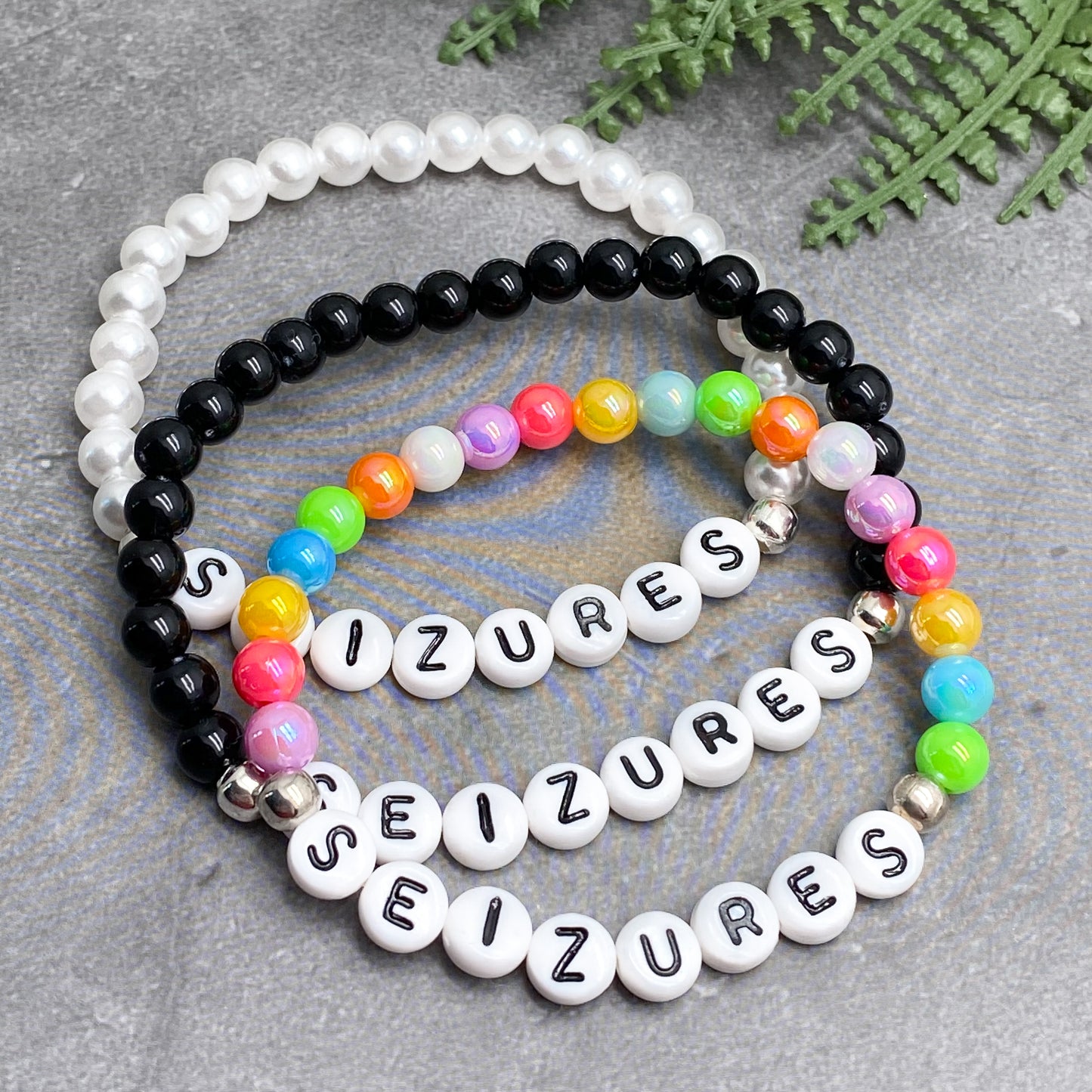 SEIZURES Medical Alert Bracelet - Acrylic Letter Beads