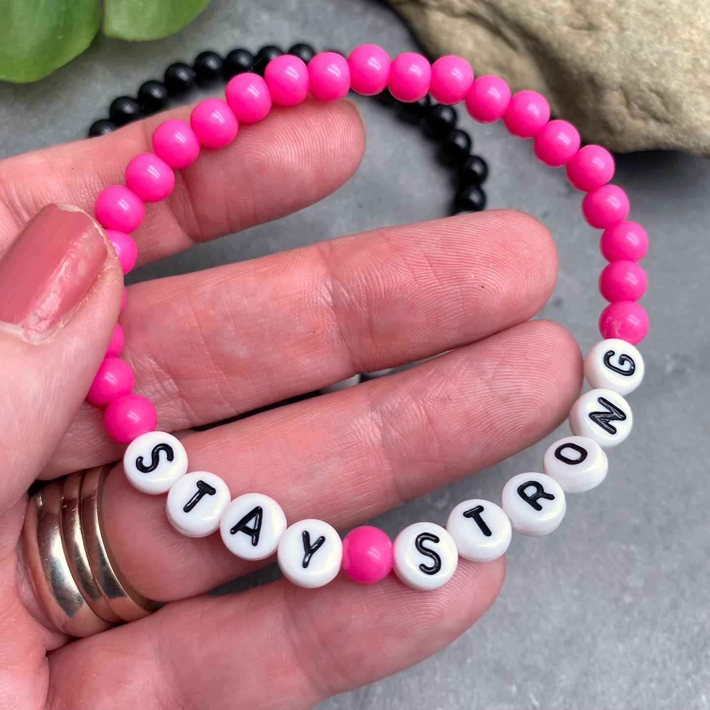 STAY STRONG Message Bracelet - Acrylic Letter Beads