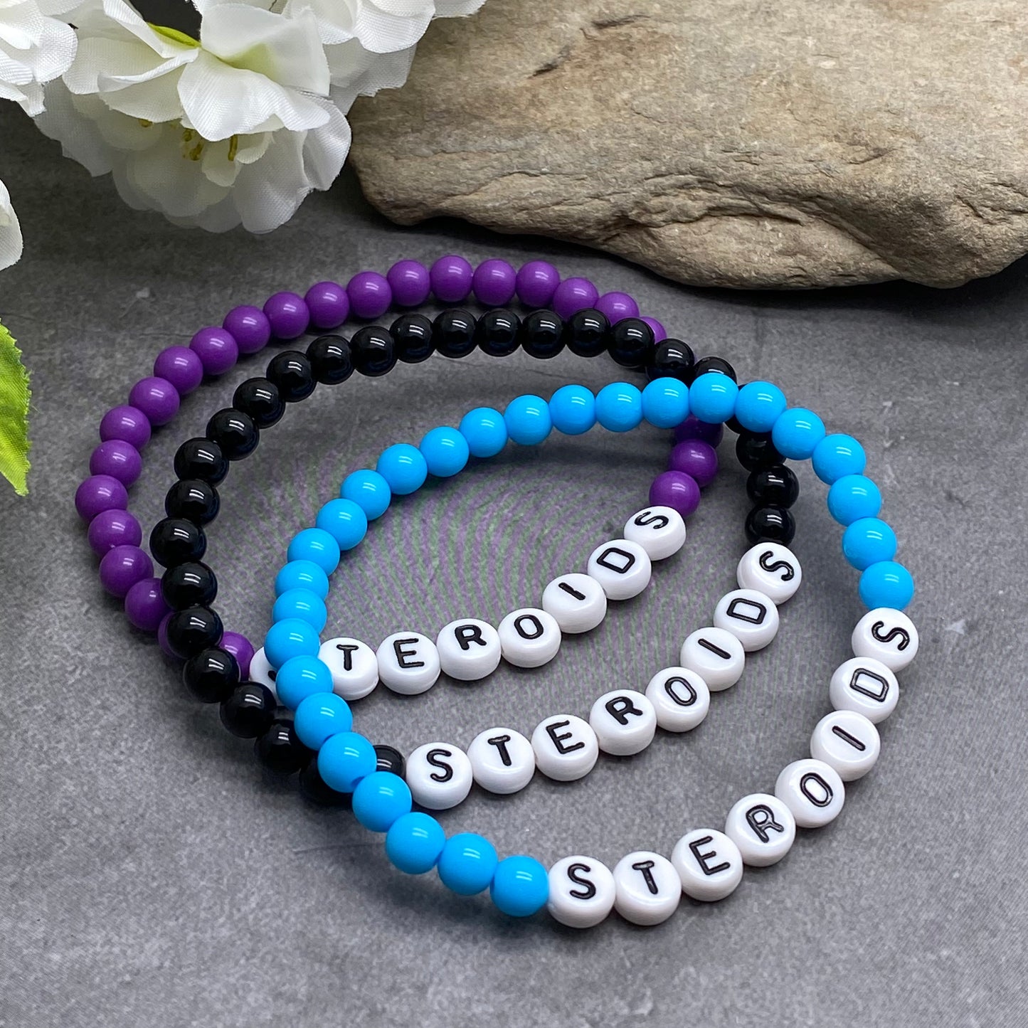 STEROIDS Medical Alert Bracelet - Acrylic Letter Beads