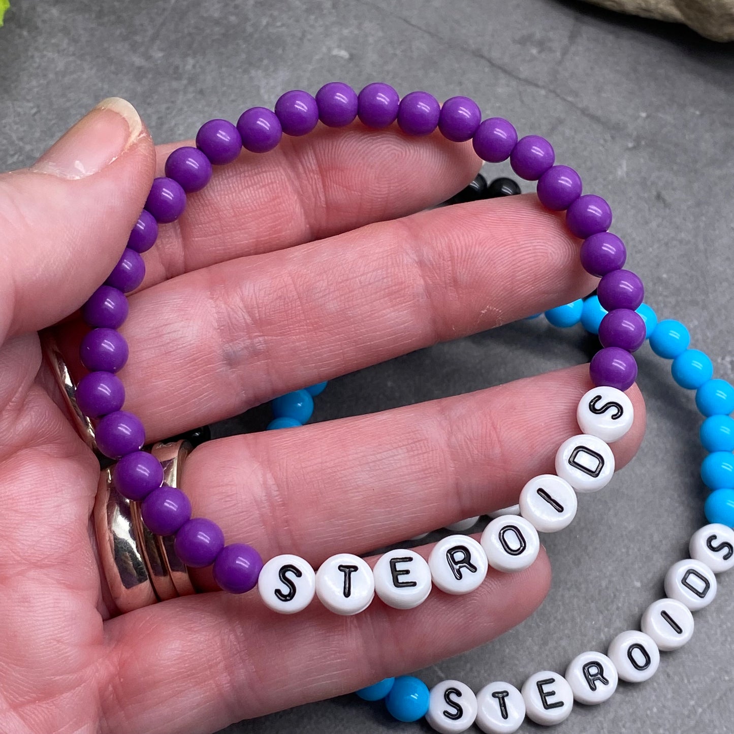 STEROIDS Medical Alert Bracelet - Acrylic Letter Beads