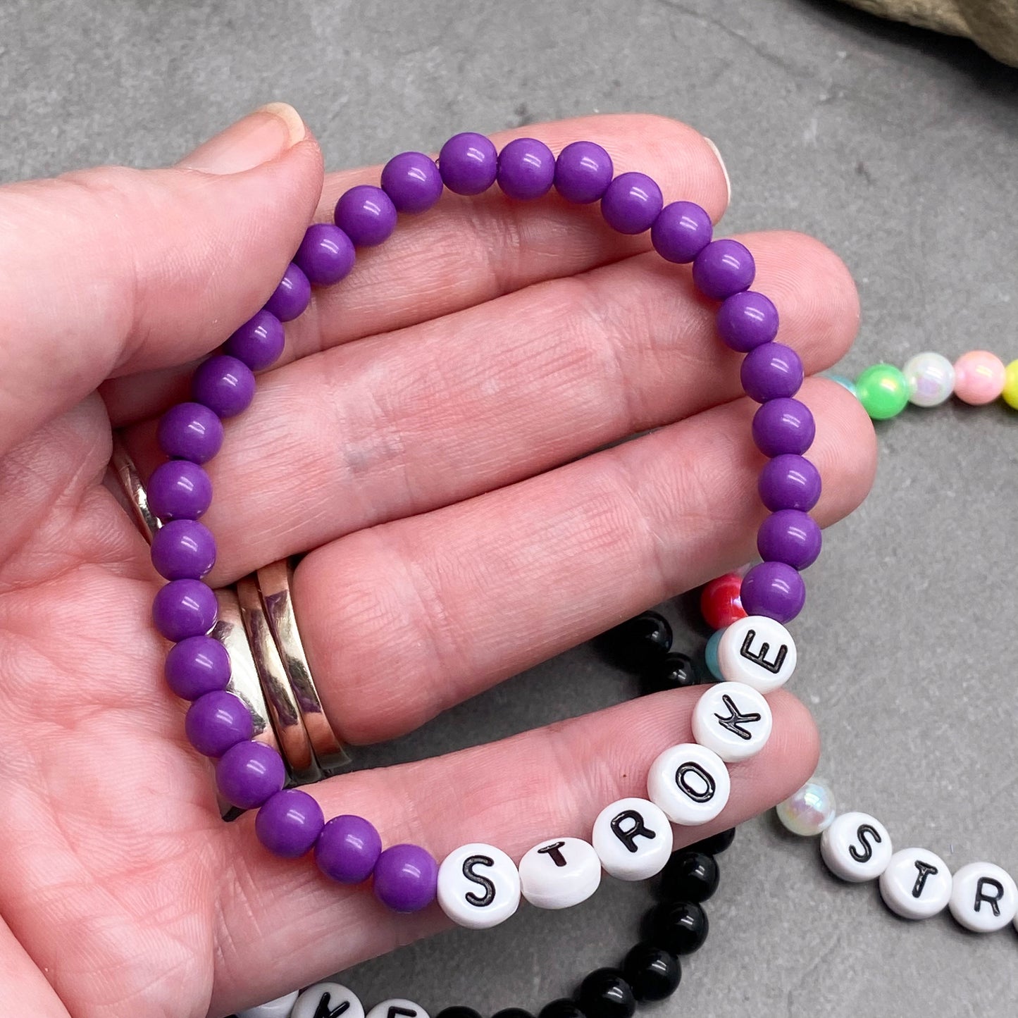 STROKE Medical Alert Bracelet - Acrylic Letter Beads
