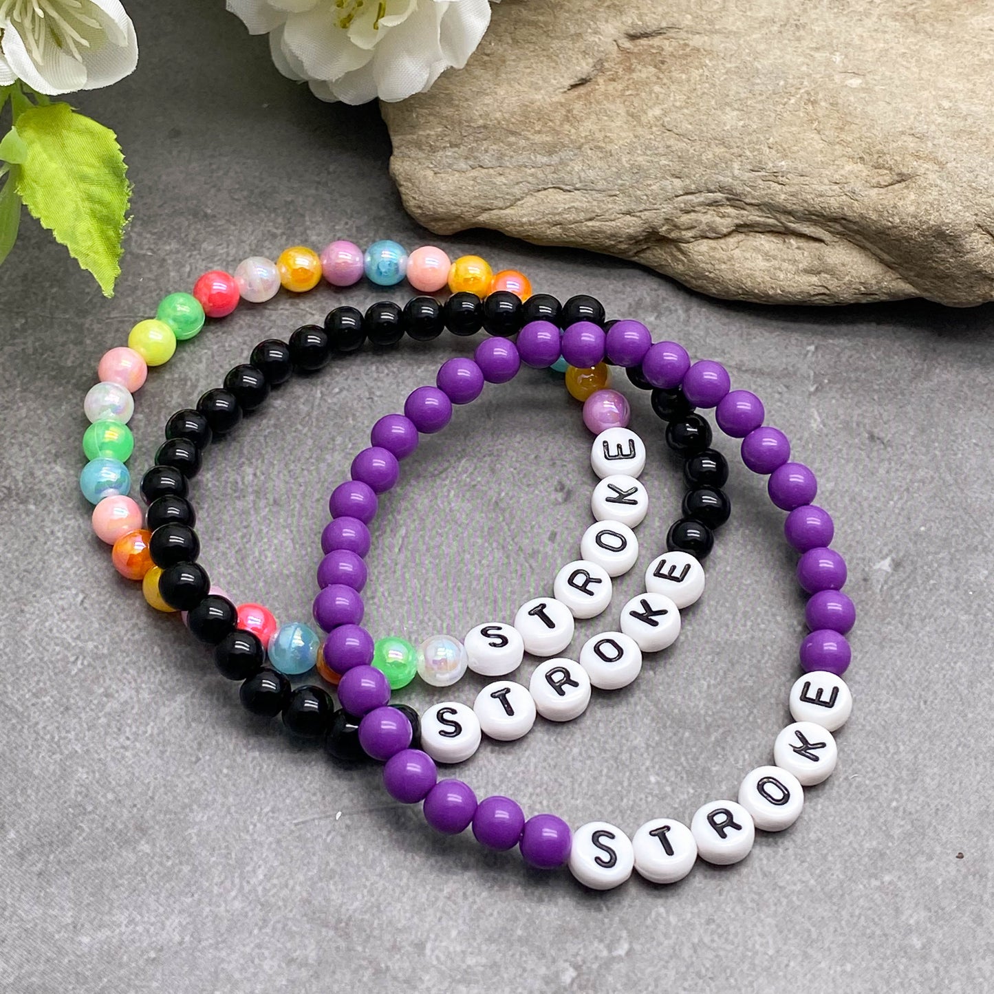 STROKE Medical Alert Bracelet - Acrylic Letter Beads