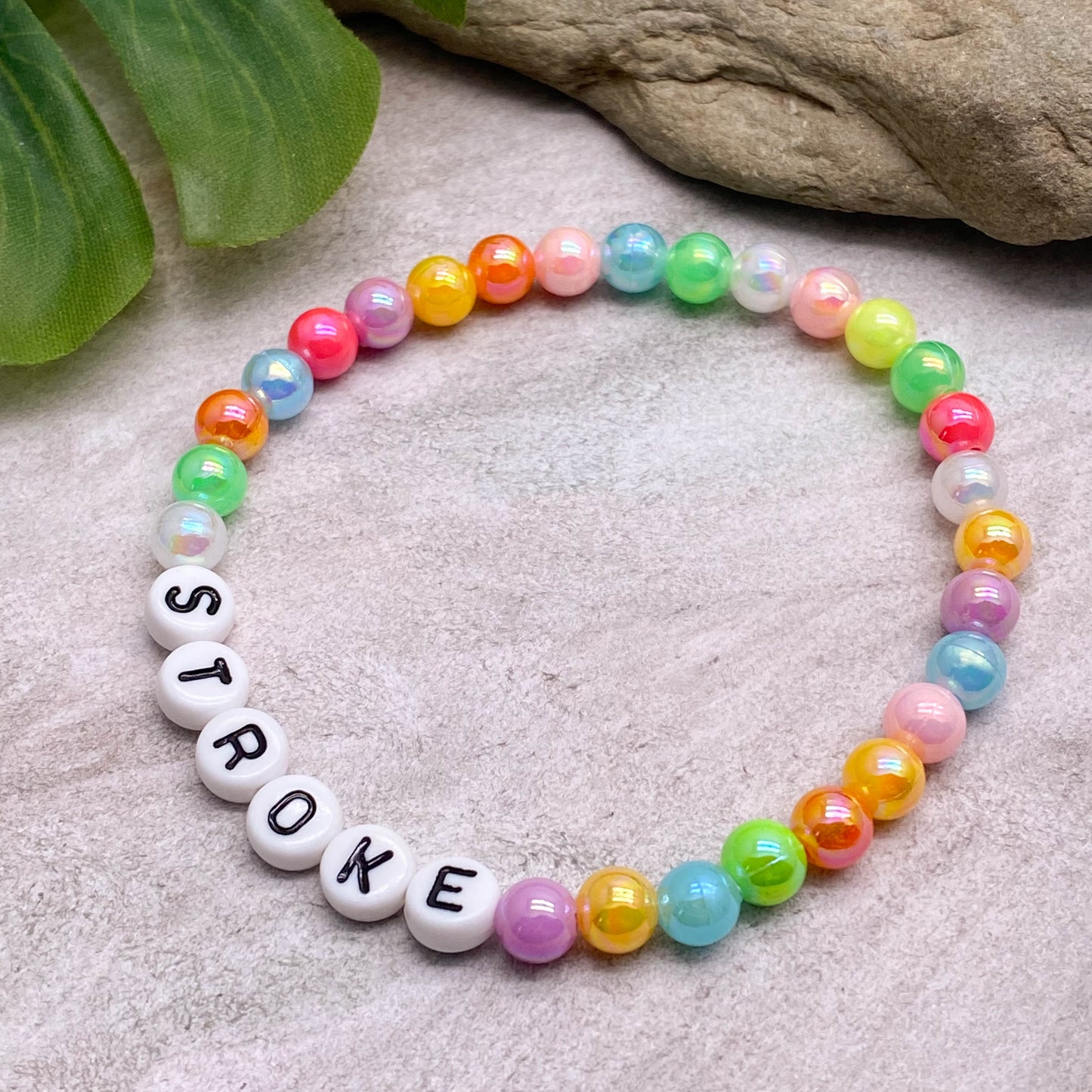STROKE Medical Alert Bracelet - Acrylic Letter Beads