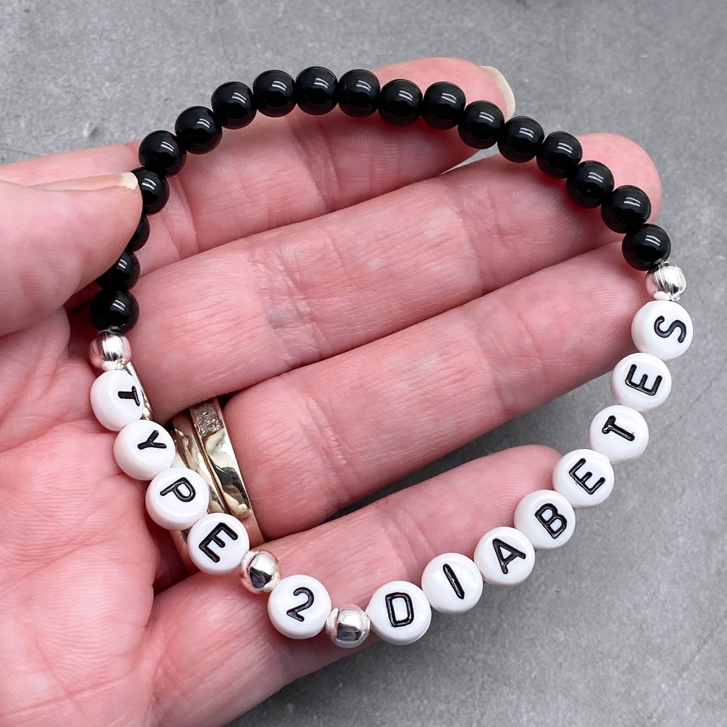 TYPE 2 DIABETES Medical Alert Bracelet - Acrylic Letter Beads