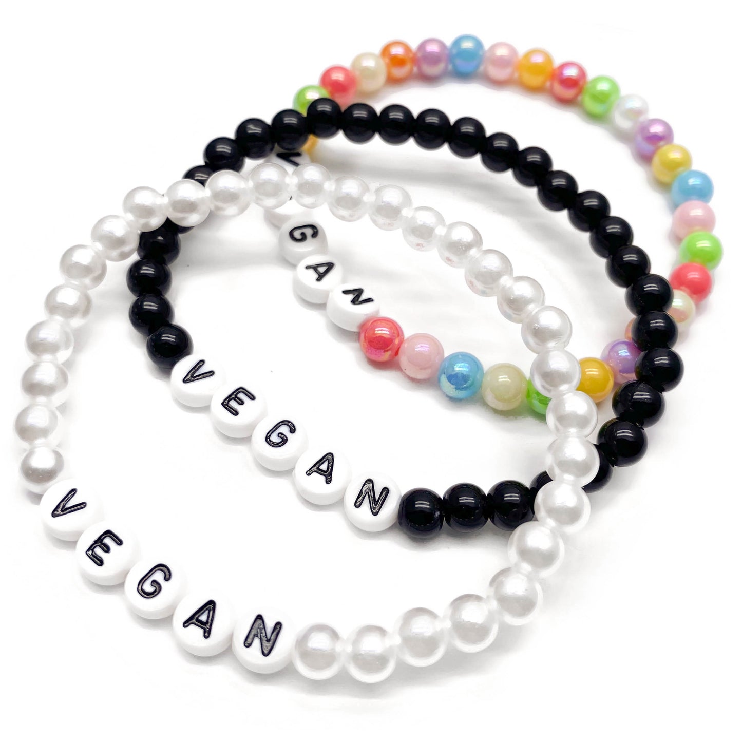 VEGAN Awareness Bracelet - Acrylic Letter Beads