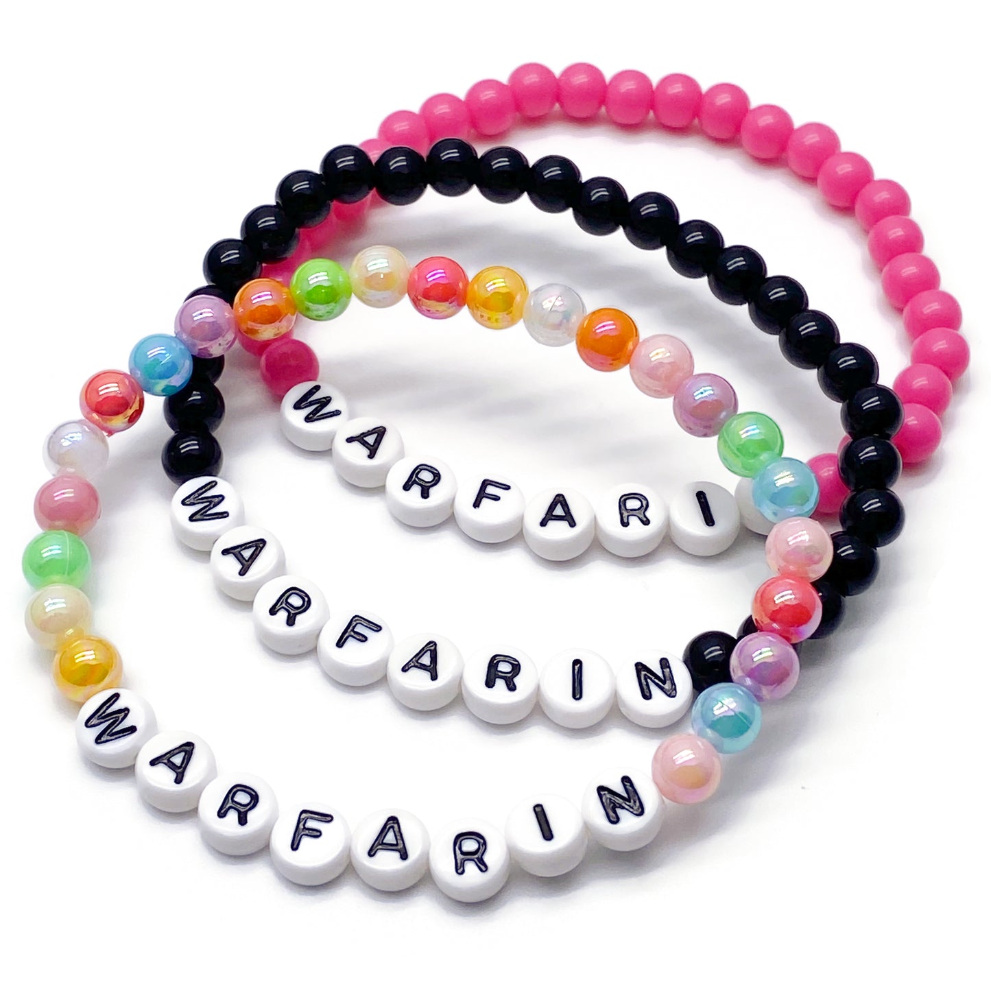 WARFARIN Medical Alert Bracelet - Acrylic Letter Beads