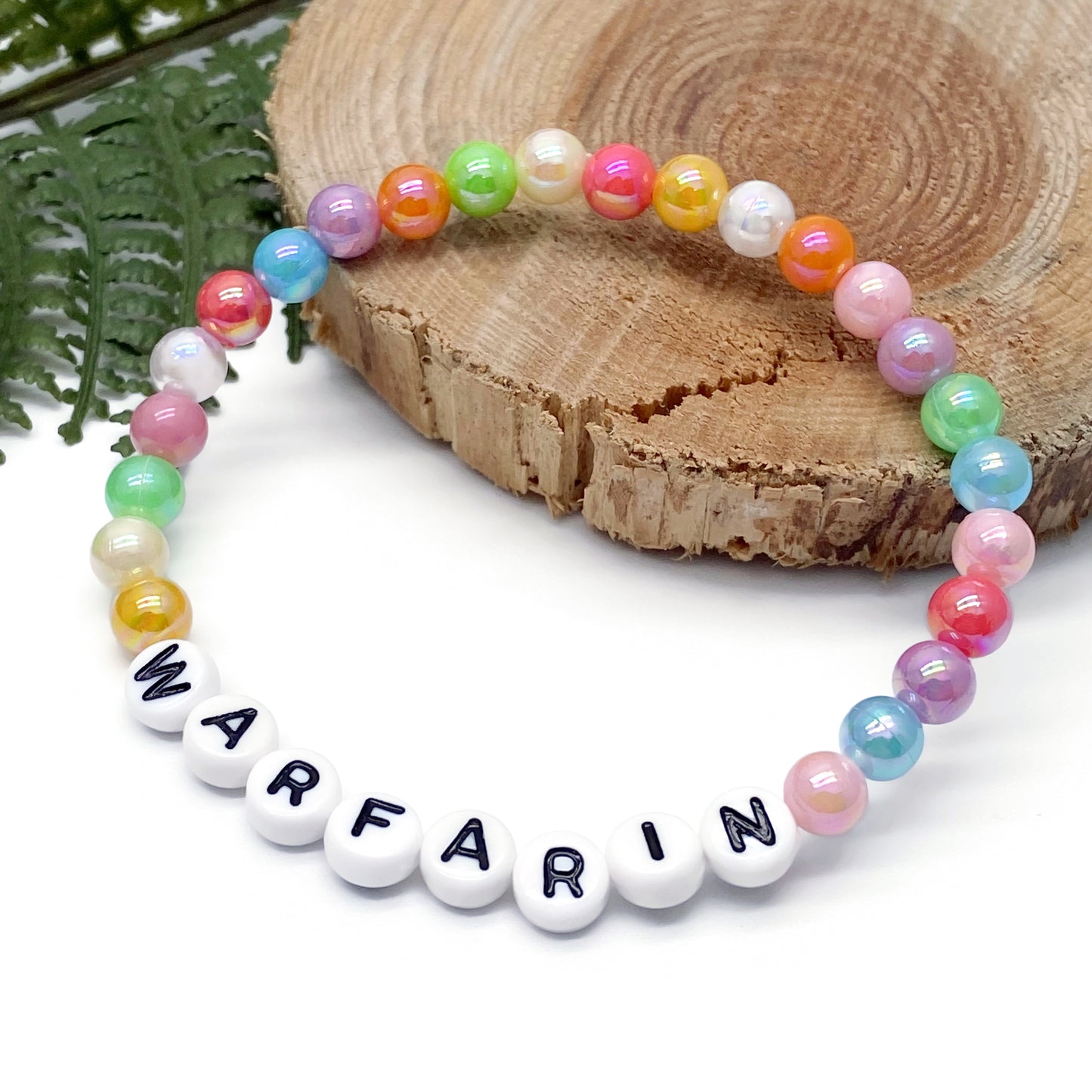 WARFARIN Medical Alert Bracelet - Acrylic Letter Beads