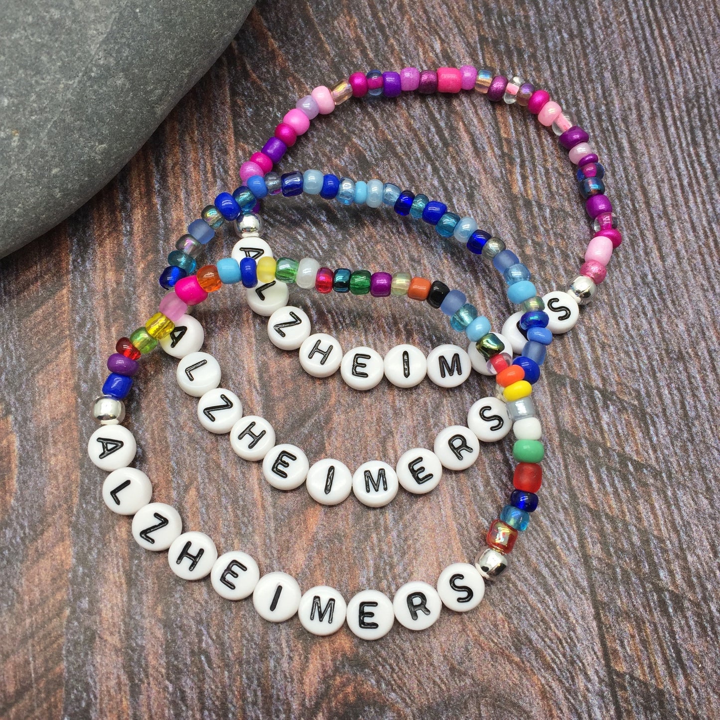 ALZHEIMERS Medical Alert Bracelet - Glass Seed Beads