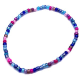 Blue and Pink Glass Seed Bead Anklet