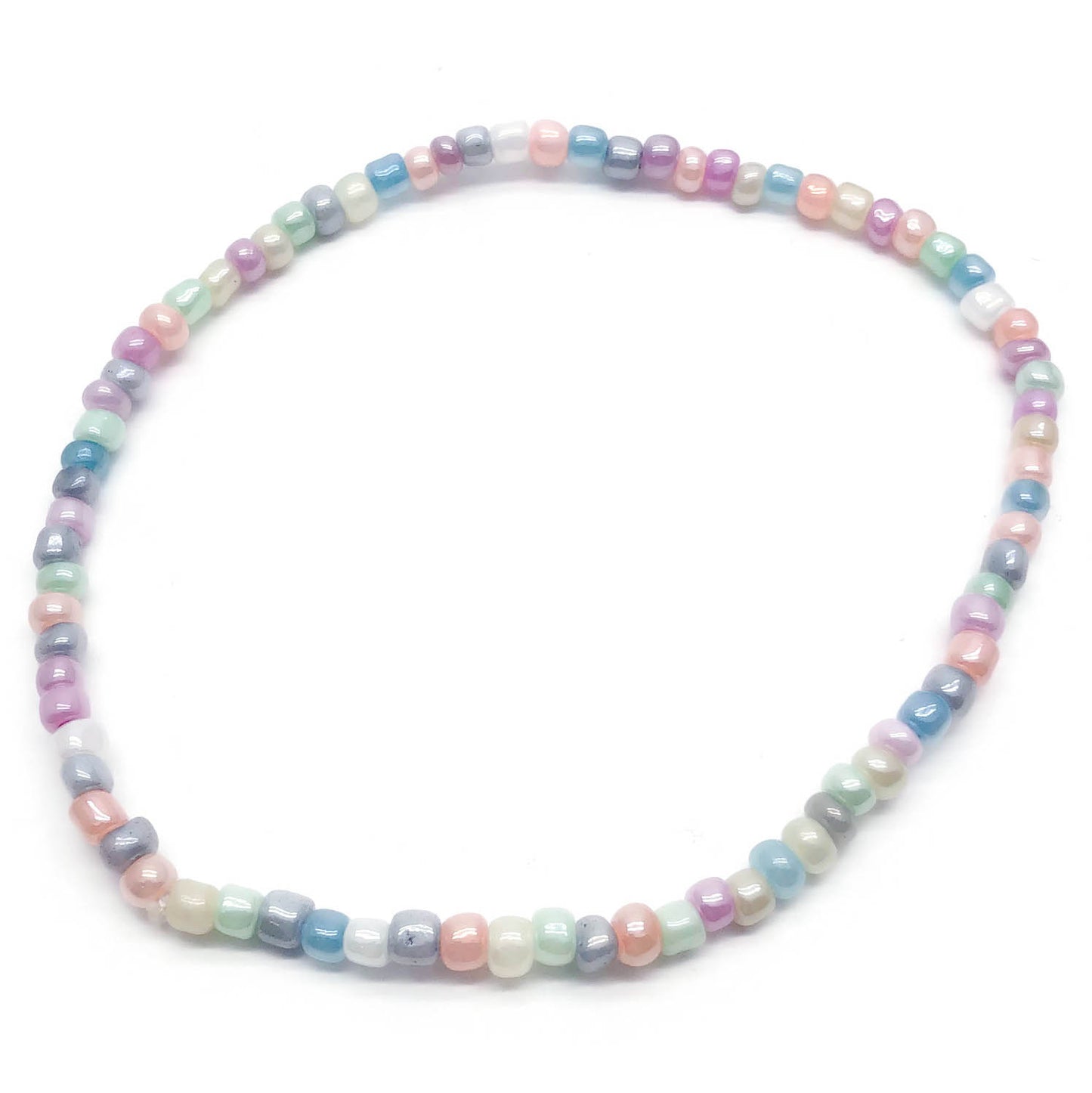 Pale Pastel Mix Glass Seed Bead Anklet