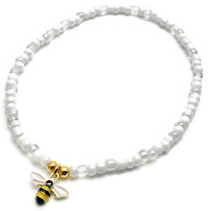 Bee Charm Seed Bead Anklet - Colour Choice