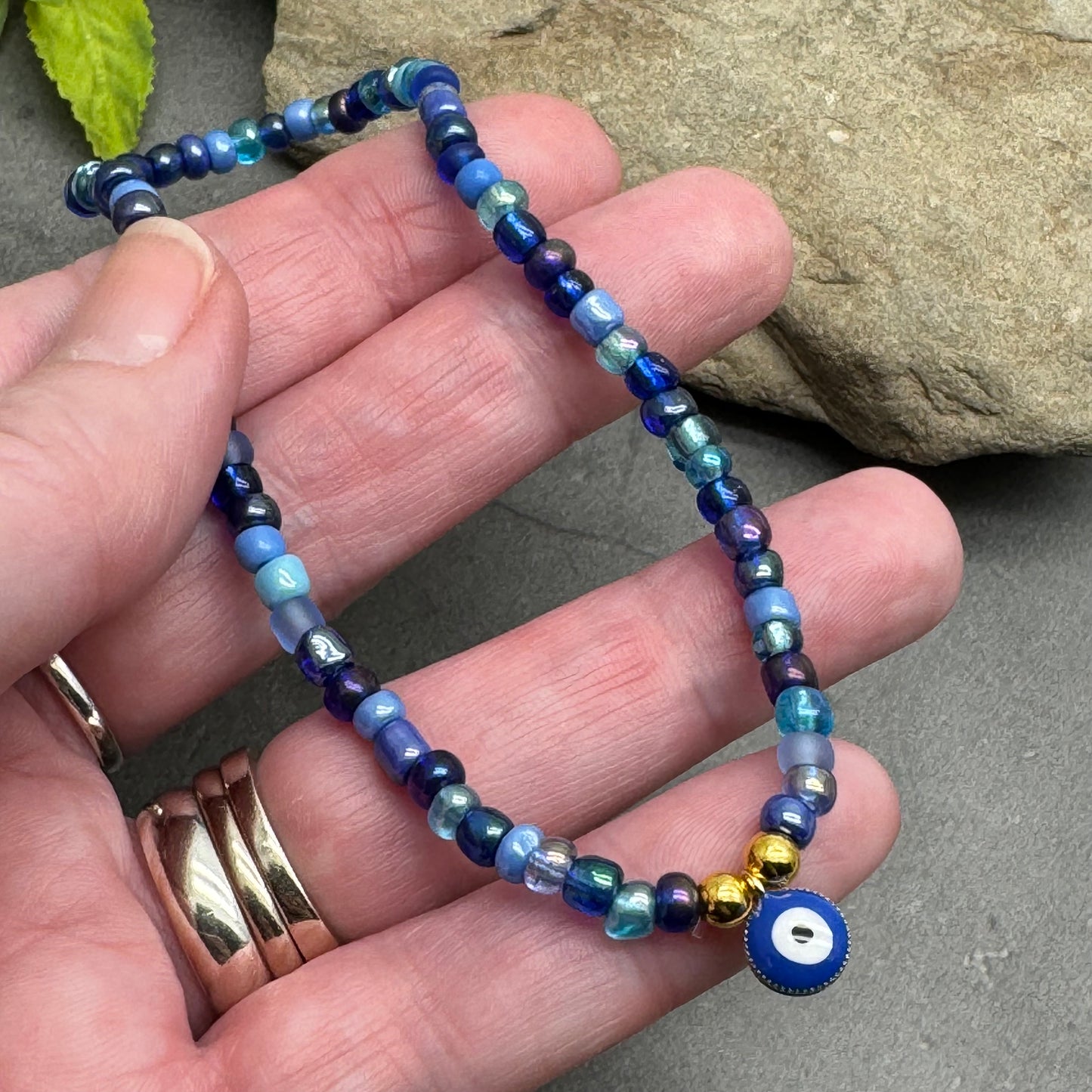 Evil Eye Seed Bead Anklet - Colour Choice