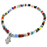 Hamsa Charm Seed Bead Anklet - Colour Choice