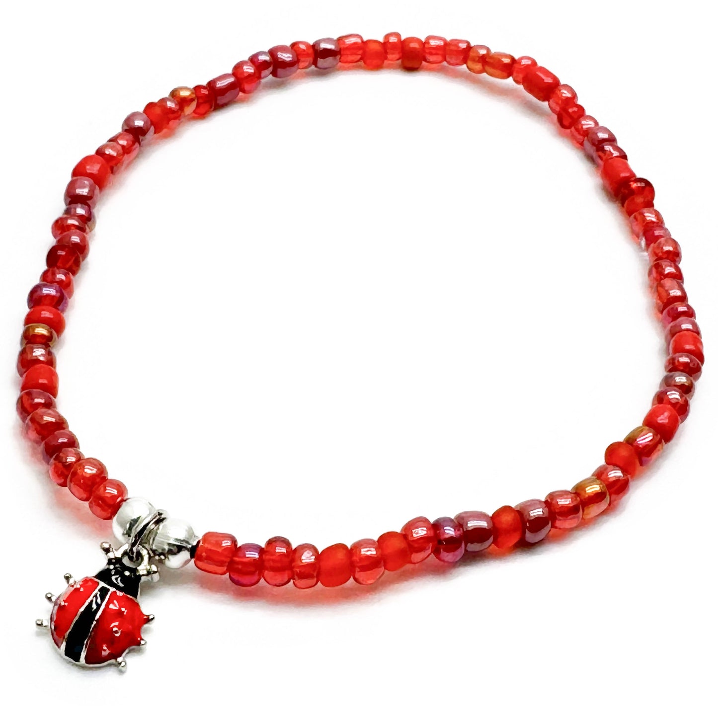 Ladybird Seed Bead Anklet - Colour Choice