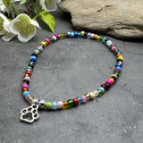 Paw Print Seed Bead Anklet - Colour Choice