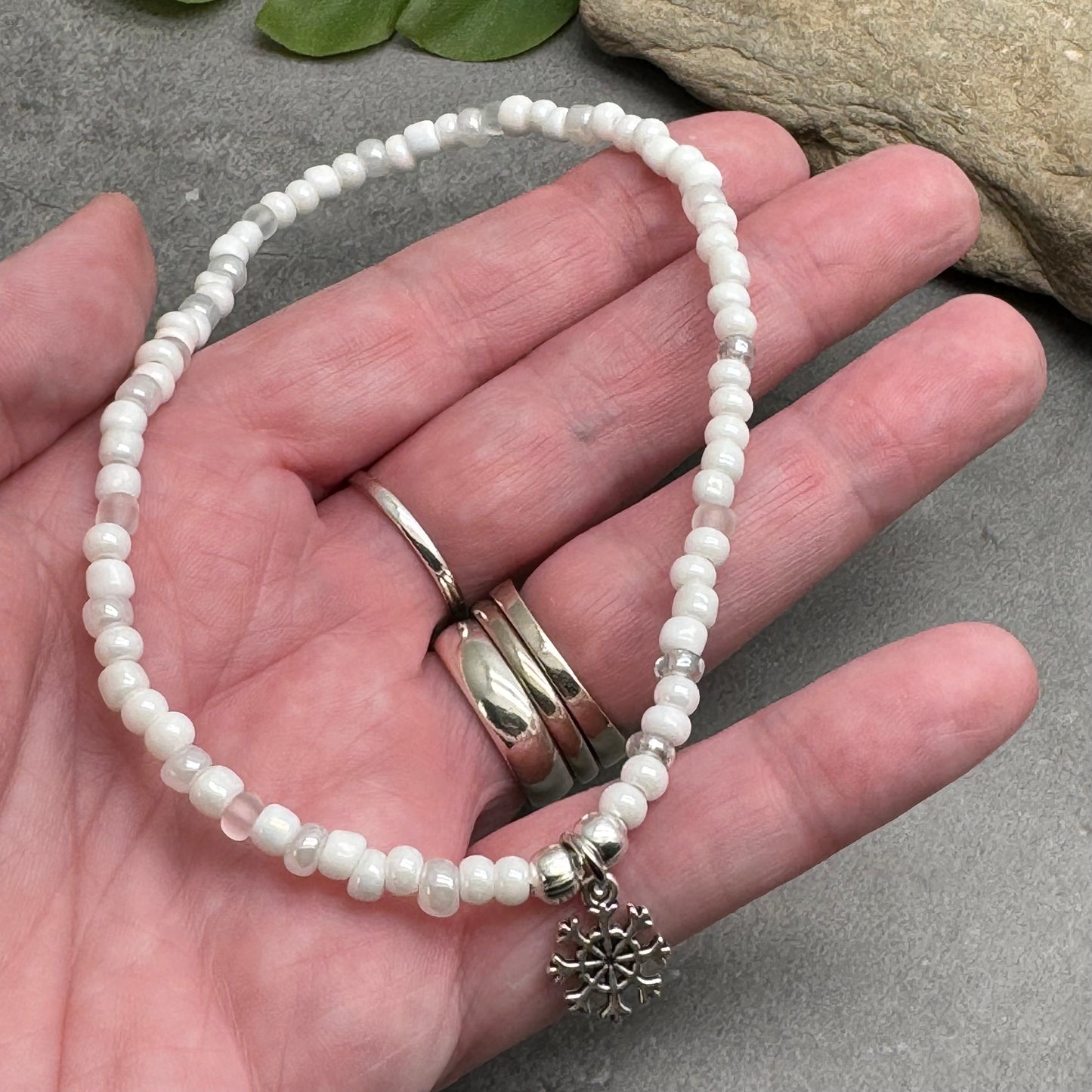 Snowflake Seed Bead Anklet - Colour Choice