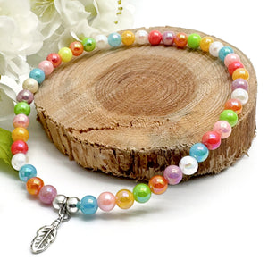 Feather Charm Acrylic Bead Anklet - Colour Choice