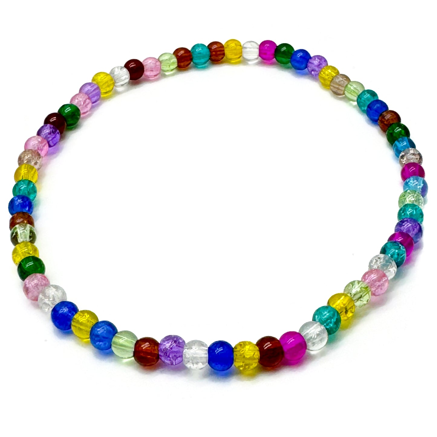 Multi-Colour Crackle Glass Bead Summer Anklet