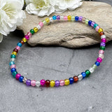 Multi-Colour Crackle Glass Bead Summer Anklet