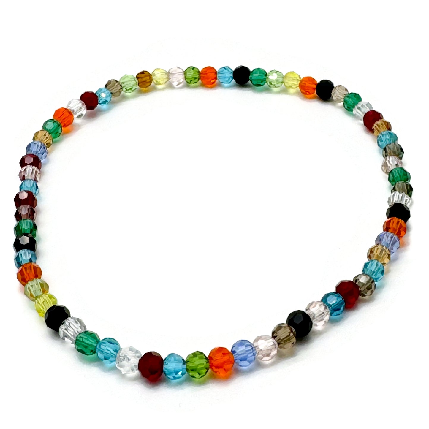 Faceted Glass Bead Anklet Warm Colour Mix