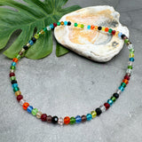 Faceted Glass Bead Anklet Warm Colour Mix
