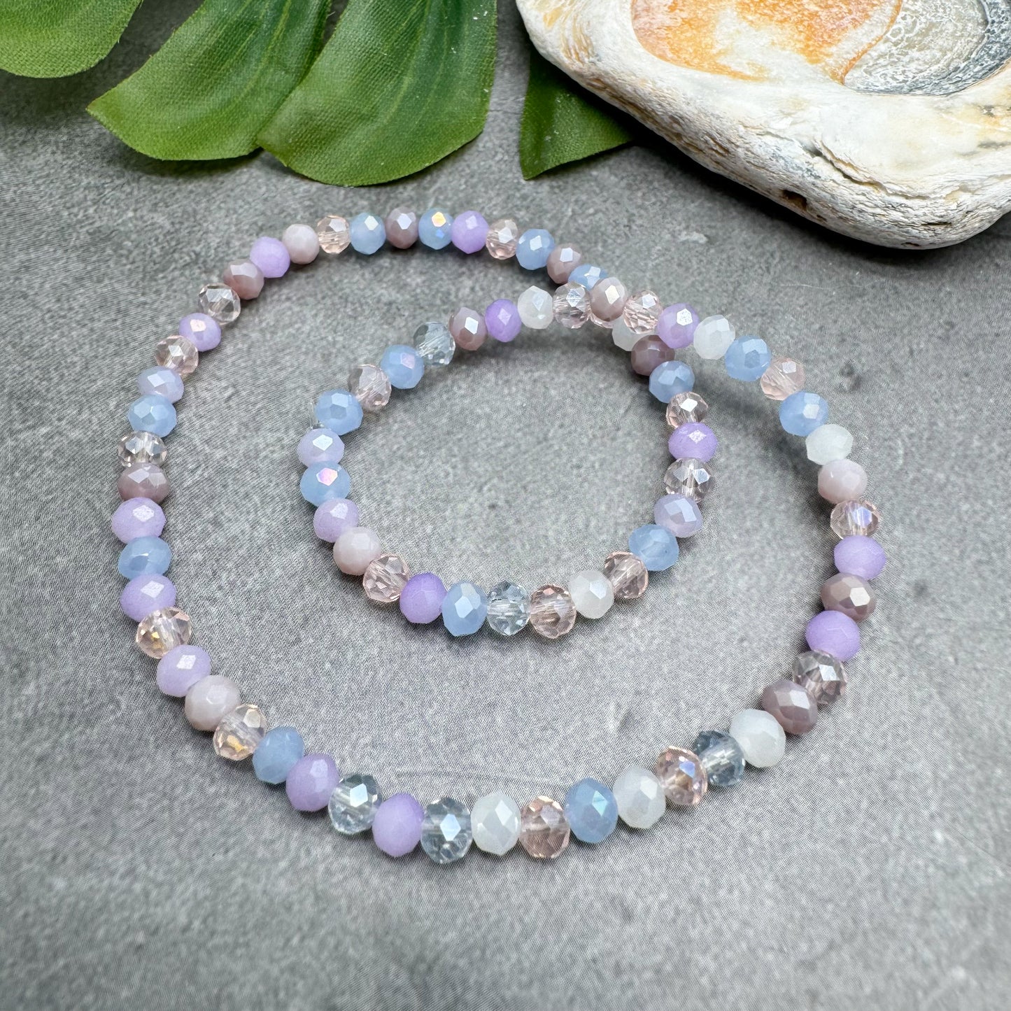 Shimmery Pale Pastels Faceted Glass Bead Anklet