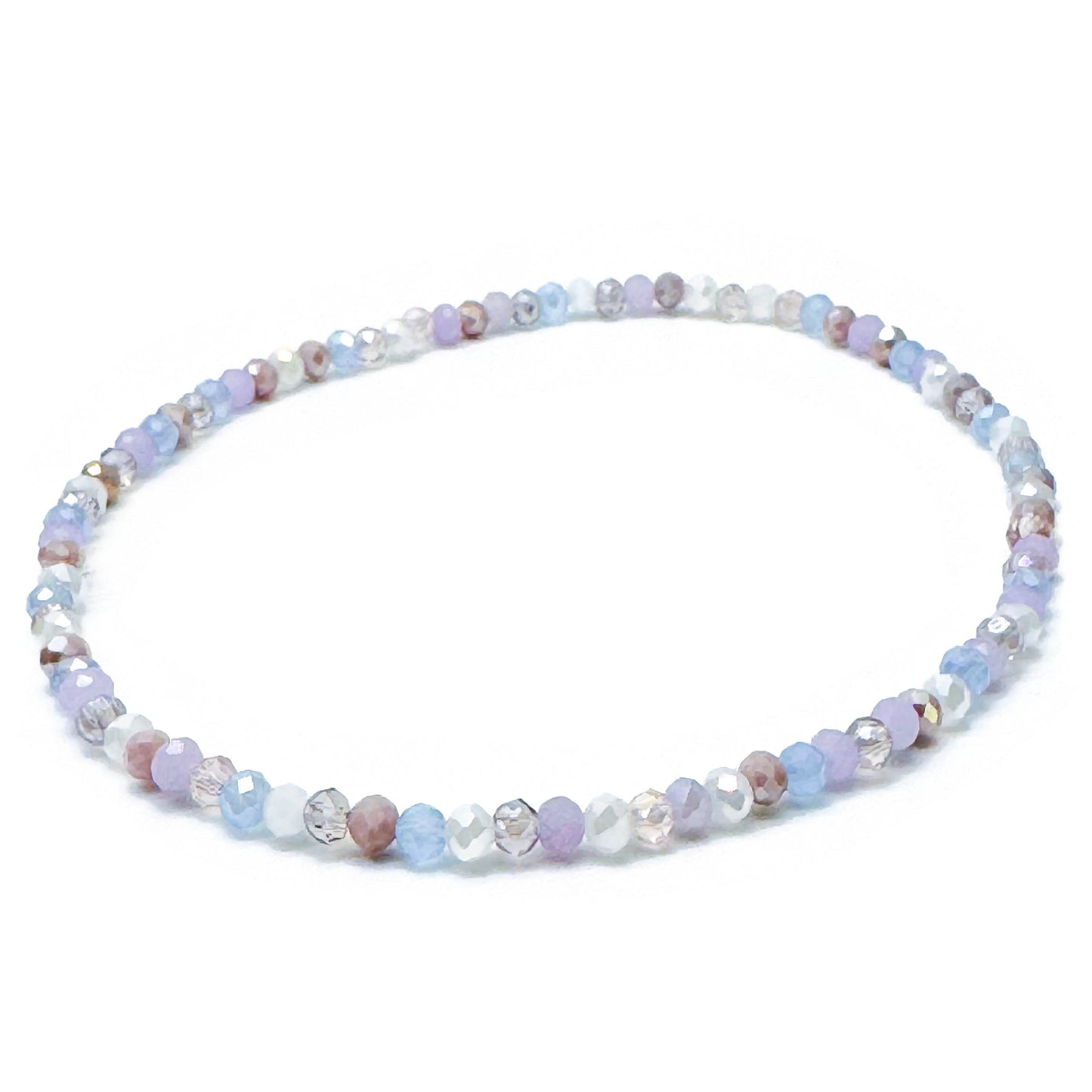 Shimmery Pale Pastels Faceted Glass Bead Anklet