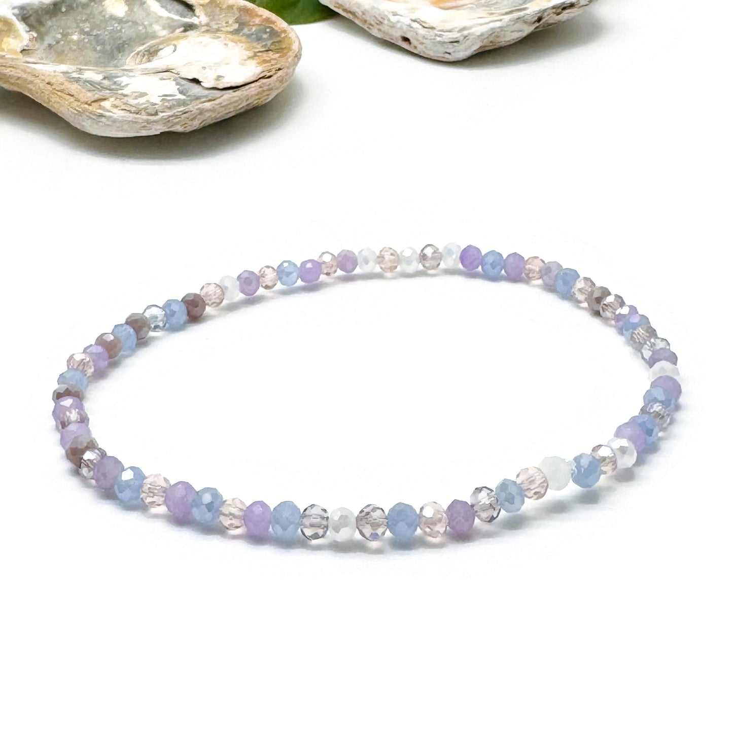 Shimmery Pale Pastels Faceted Glass Bead Anklet