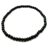 Black Glass Bead Anklet Minimalistic Plus Size