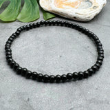 Black Glass Bead Anklet Minimalistic Plus Size