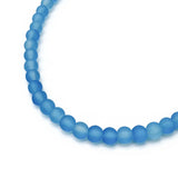 Bright Blue Frosted Bead Anklet, 4mm Glass Beads, Casual Stackable