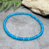 Bright Blue Frosted Bead Anklet, 4mm Glass Beads, Casual Stackable