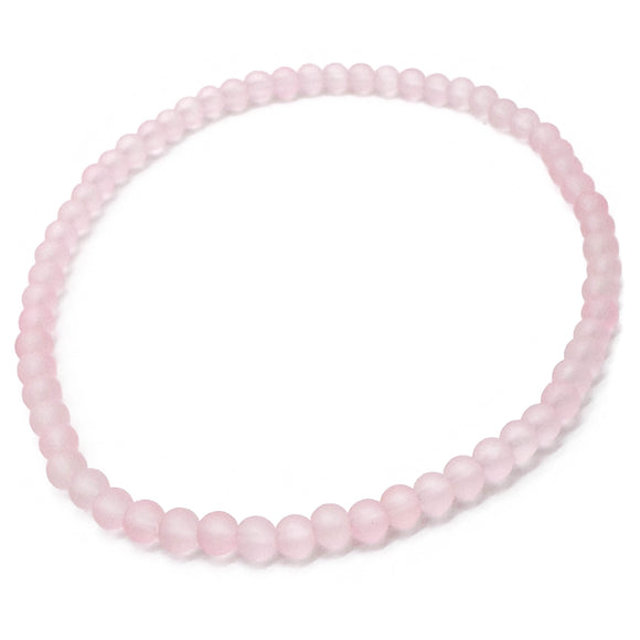 Baby Pink Frosted Bead Anklet, 4mm Glass Beads, Casual Stackable