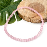 Baby Pink Frosted Bead Anklet, 4mm Glass Beads, Casual Stackable