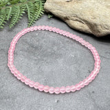 Baby Pink Frosted Bead Anklet, 4mm Glass Beads, Casual Stackable