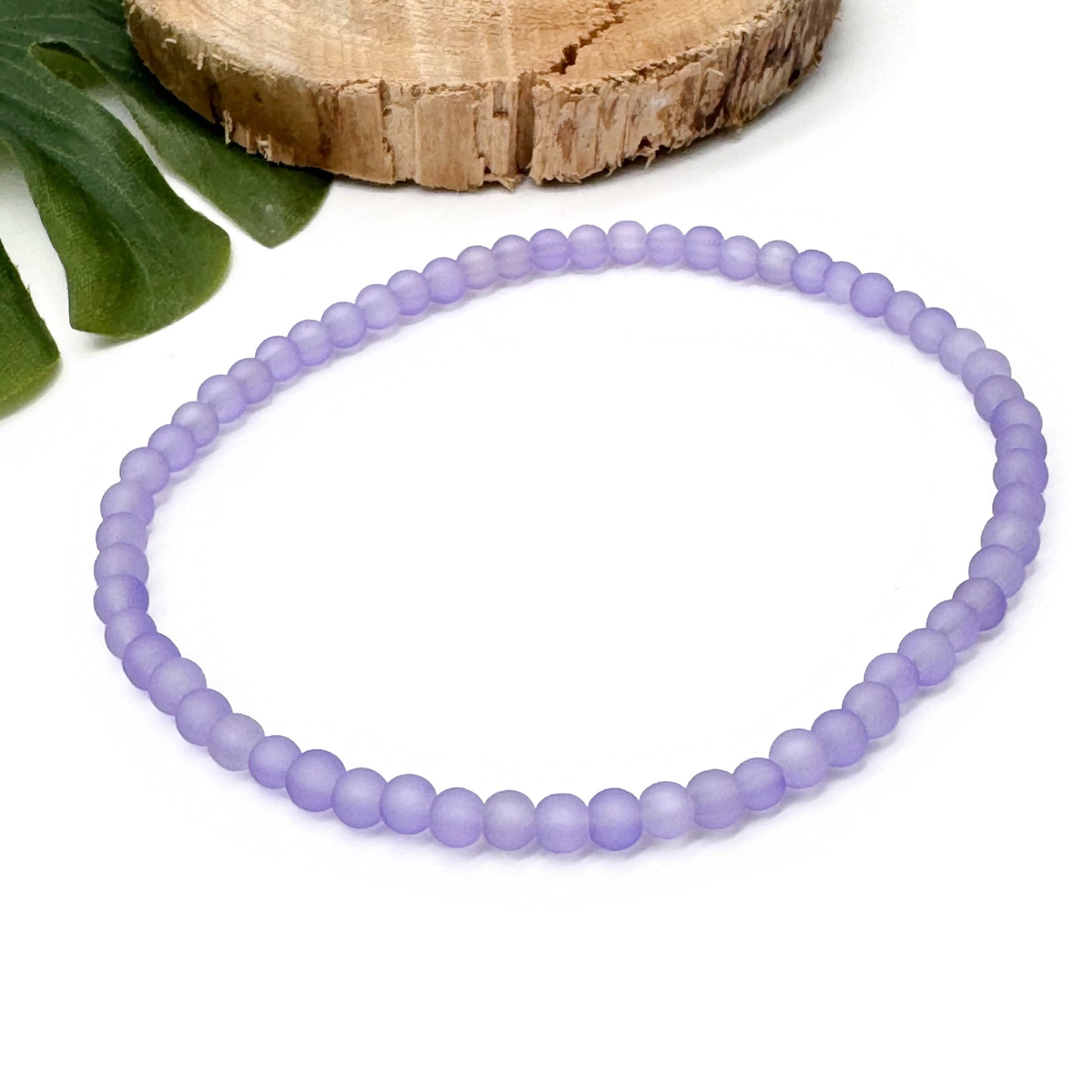 Frosted Bead Anklet, 4mm Glass Beads, Casual Stackable