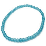 Sea Green Frosted Bead Anklet, 4mm Glass Beads, Casual Stackable