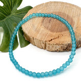 Sea Green Frosted Bead Anklet, 4mm Glass Beads, Casual Stackable