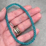 Sea Green Frosted Bead Anklet, 4mm Glass Beads, Casual Stackable