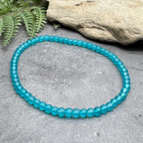 Sea Green Frosted Bead Anklet, 4mm Glass Beads, Casual Stackable