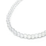 White Frosted Bead Anklet, 4mm Glass Beads, Casual Stackable