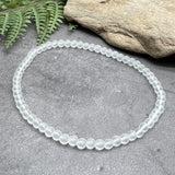 White Frosted Bead Anklet, 4mm Glass Beads, Casual Stackable