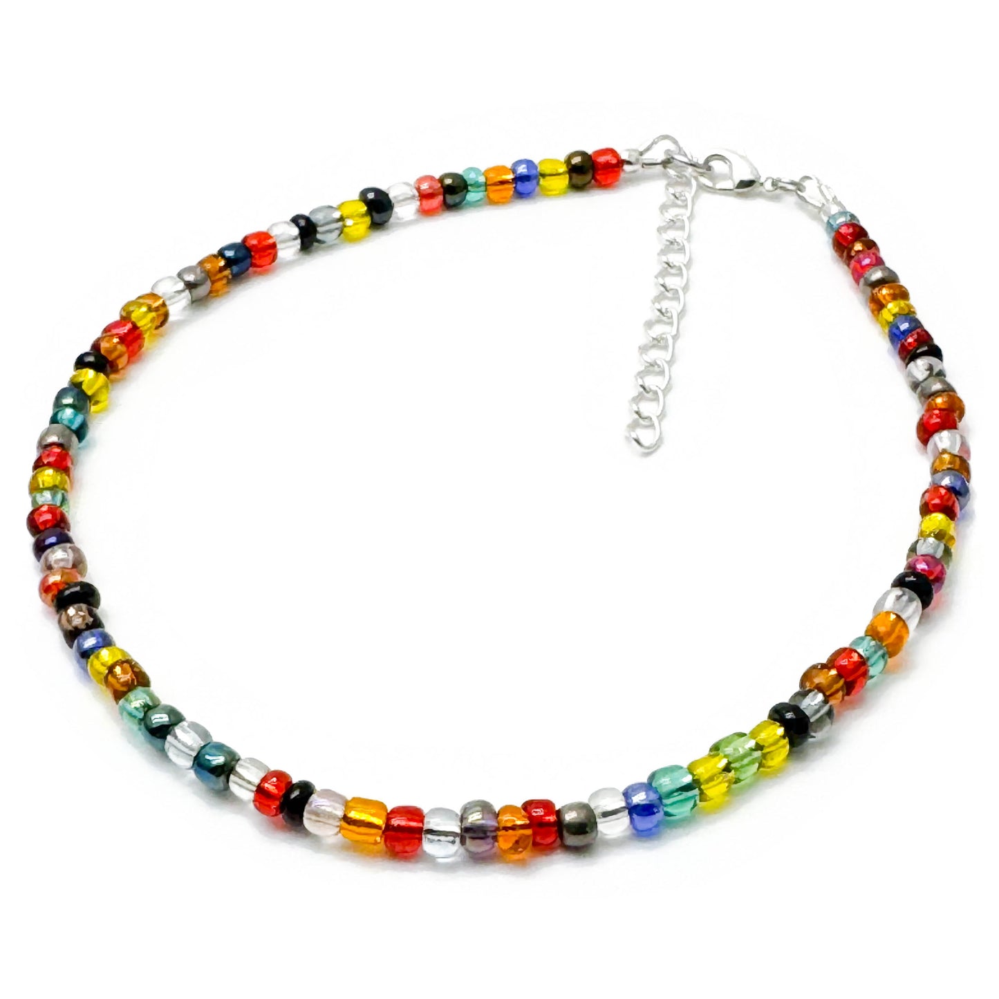 Plus Size Anklet with 3mm Warm Colour Mix Beads, Adjustable