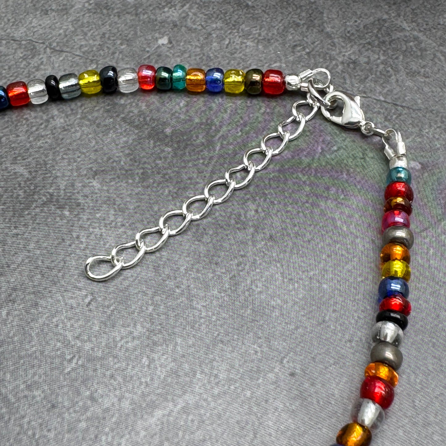 Plus Size Anklet with 3mm Warm Colour Mix Beads, Adjustable